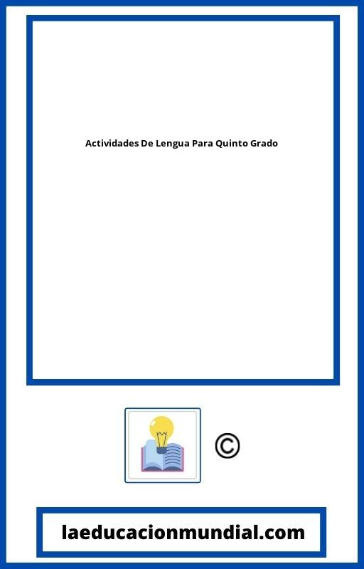 Actividades De Lengua Para Quinto Grado PDF