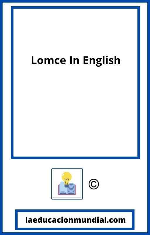 Lomce In English PDF