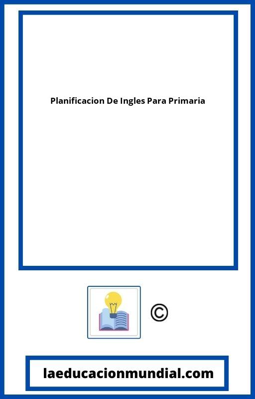 Planificacion De Ingles Para Primaria PDF