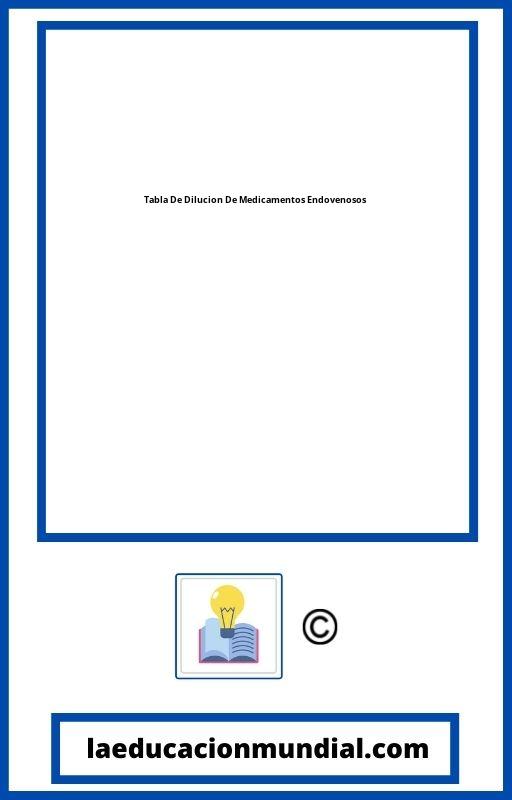 Tabla De Dilucion De Medicamentos Endovenosos PDF