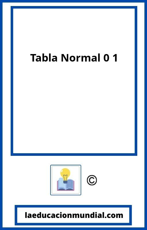 Tabla Normal 0 1 PDF